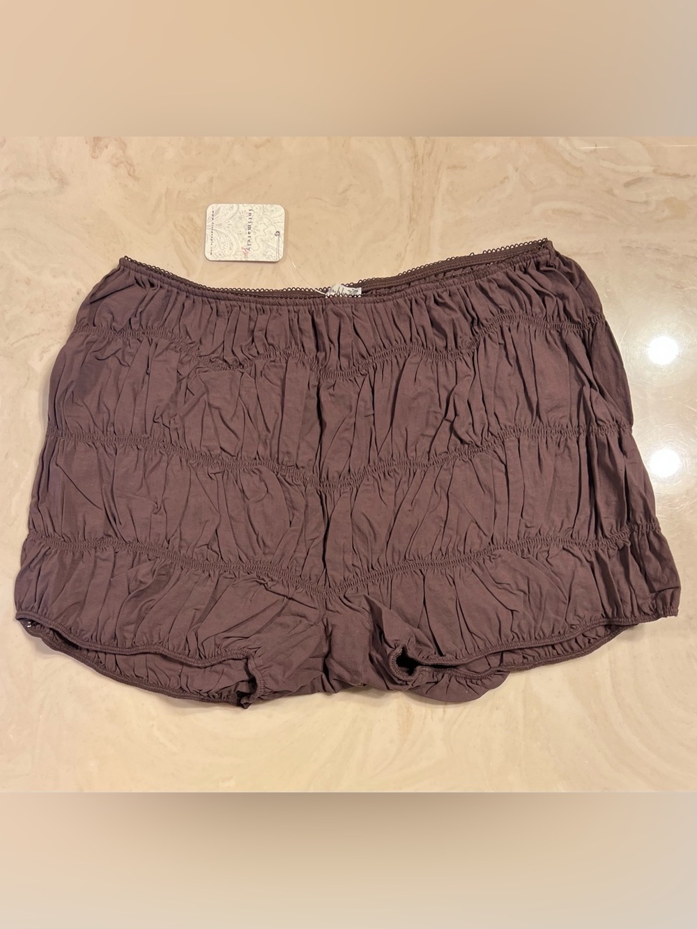 FREE PEOPLE Sweet On Bloomer Shorts French Chocolate High Rise Vintage Style M - Picture 6 of 16